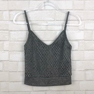 Zara Metallic Gray Crochet Spaghetti Strap Tank